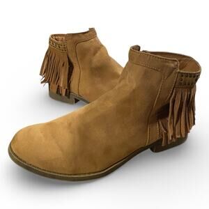 Mossimo Supply Co. Women's Moccasin Booties 7.5 Brown Tassals Rivets Side Zip